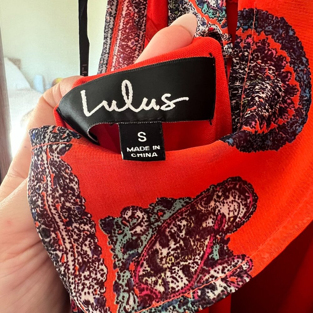 Lulus Orange Patterned Halter-Neck Mini Dress - image 3